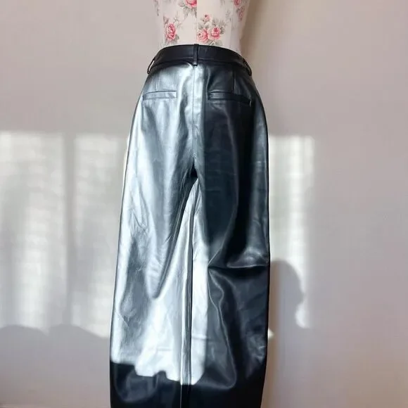 na‎ kd black faux leather high waisted pants womens 36 - Picture 6 of 6